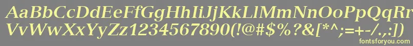 VersaillesLt76BoldItalic-fontti – keltaiset fontit harmaalla taustalla