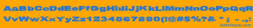 Cfcrackedstone-Schriftart – Blaue Schriften auf orangefarbenem Hintergrund