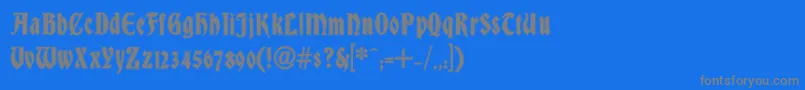 フォントDsBradleyContour – 青い背景に灰色の文字