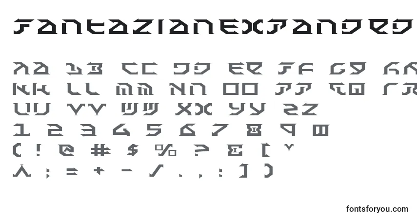 Czcionka FantazianExpanded – alfabet, cyfry, specjalne znaki