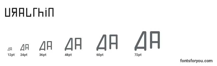 Größen der Schriftart Uralthin