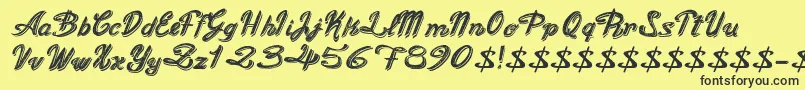 OldFigaroCursive Font – Black Fonts on Yellow Background