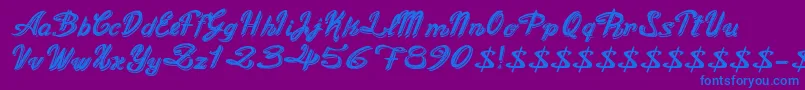 フォントOldFigaroCursive – 紫色の背景に青い文字