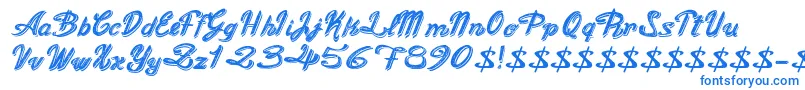 OldFigaroCursive-Schriftart – Blaue Schriften auf weißem Hintergrund