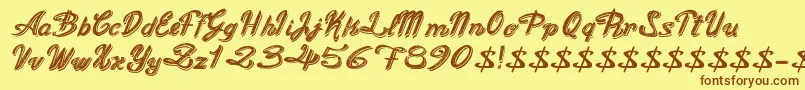 OldFigaroCursive Font – Brown Fonts on Yellow Background