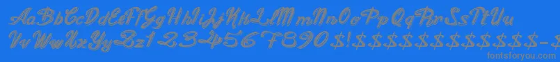 OldFigaroCursive Font – Gray Fonts on Blue Background