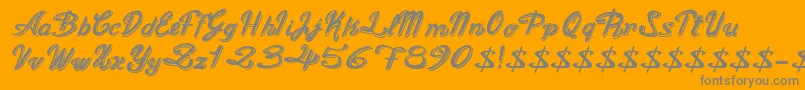 OldFigaroCursive-Schriftart – Graue Schriften auf orangefarbenem Hintergrund