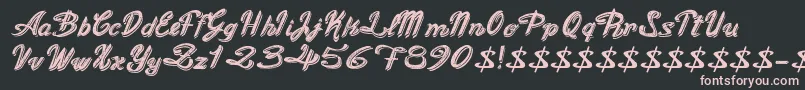OldFigaroCursive-Schriftart – Rosa Schriften auf schwarzem Hintergrund