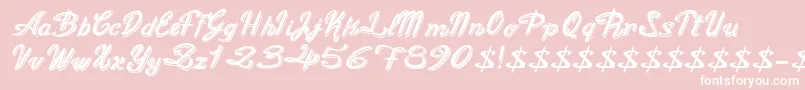 Police OldFigaroCursive – polices blanches sur fond rose