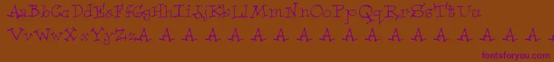 Focaccia-Schriftart – Violette Schriften auf braunem Hintergrund