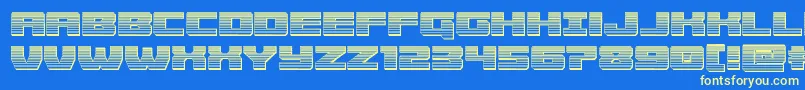 Fonte Cruiserfortresschrome – fontes amarelas em um fundo azul