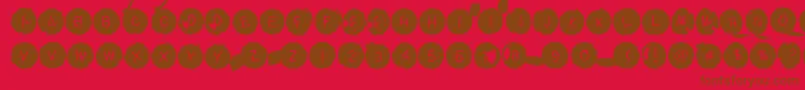 Backspacerround-Schriftart – Braune Schriften auf rotem Hintergrund