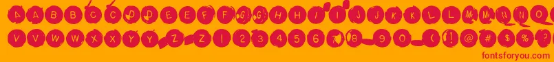 Backspacerround-Schriftart – Rote Schriften auf orangefarbenem Hintergrund