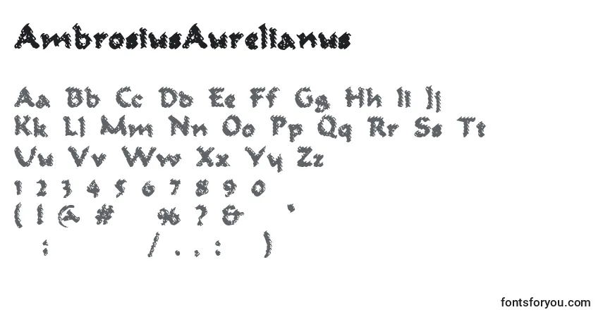 Czcionka AmbrosiusAurelianus – alfabet, cyfry, specjalne znaki