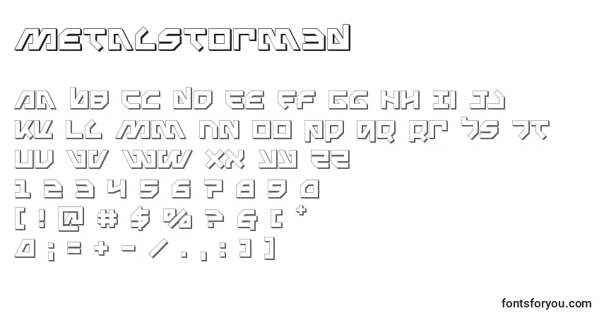 A fonte Metalstorm3D – alfabeto, números, caracteres especiais