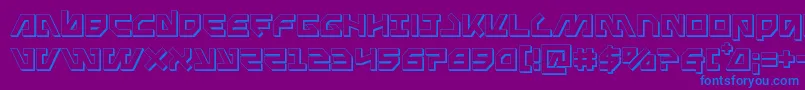 Metalstorm3D-Schriftart – Blaue Schriften auf violettem Hintergrund