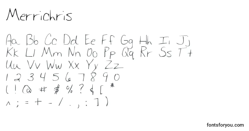 Schriftart Merrichris – Alphabet, Zahlen, spezielle Symbole