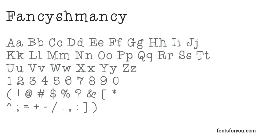 Schriftart Fancyshmancy – Alphabet, Zahlen, spezielle Symbole