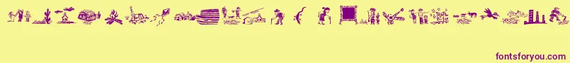Fonte OchentSilibrinaIi – fontes roxas em um fundo amarelo