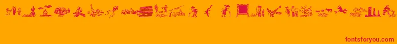 Fonte OchentSilibrinaIi – fontes vermelhas em um fundo laranja