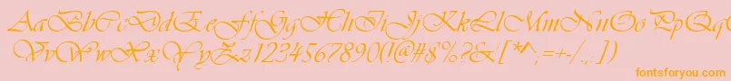 VivaldidCl-Schriftart – Orangefarbene Schriften auf rosa Hintergrund