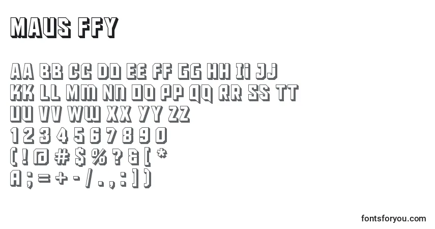Schriftart Maus ffy – Alphabet, Zahlen, spezielle Symbole