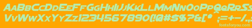 Saiba mais sobre a fonte SigmaFiveMarqueeItalic Fonte SigmaFiveMarqueeItalic – fontes verdes em um fundo laranja