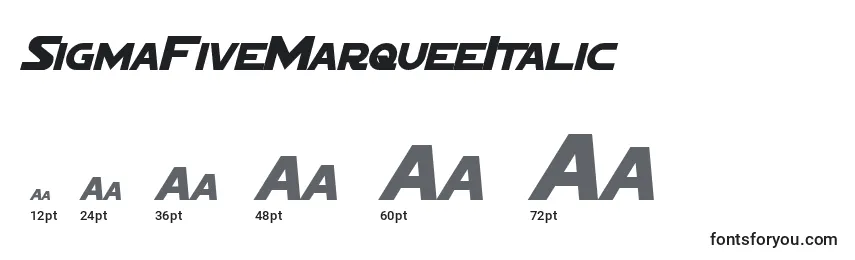 Размеры шрифта SigmaFiveMarqueeItalic