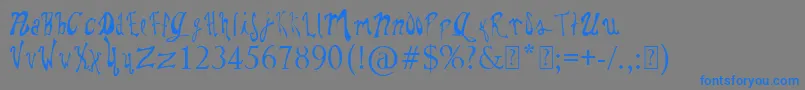 PaulsWhimsyFont-Schriftart – Blaue Schriften auf grauem Hintergrund