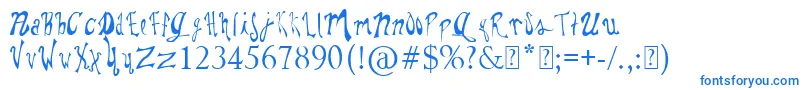 PaulsWhimsyFont-Schriftart – Blaue Schriften auf weißem Hintergrund