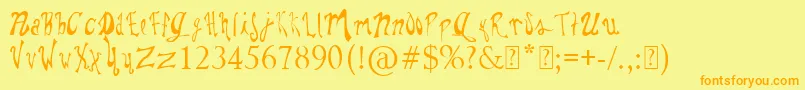 PaulsWhimsyFont Font – Orange Fonts on Yellow Background