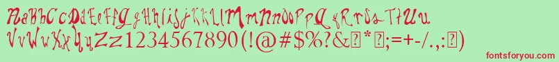 PaulsWhimsyFont Font – Red Fonts on Green Background