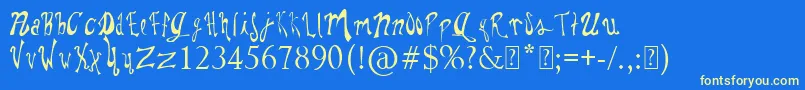 フォントPaulsWhimsyFont – 黄色の文字、青い背景
