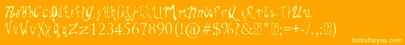 Czcionka PaulsWhimsyFont – żółte czcionki na pomarańczowym tle