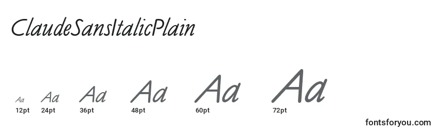 Размеры шрифта ClaudeSansItalicPlain