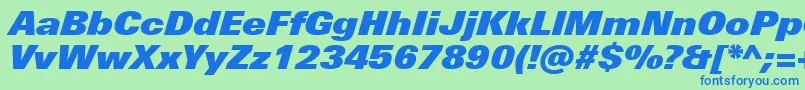 UniversNextProExtrablackItalic-Schriftart – Blaue Schriften auf grünem Hintergrund