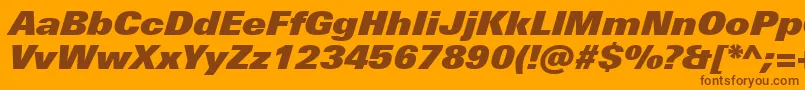 Fonte UniversNextProExtrablackItalic – fontes marrons em um fundo laranja