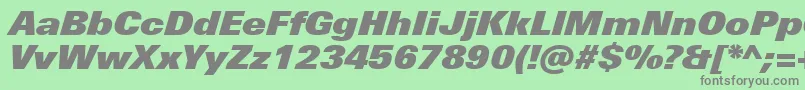 UniversNextProExtrablackItalic-Schriftart – Graue Schriften auf grünem Hintergrund