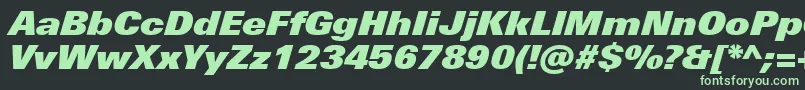 UniversNextProExtrablackItalic Font – Green Fonts on Black Background