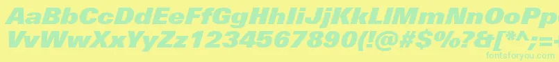 UniversNextProExtrablackItalic Font – Green Fonts on Yellow Background