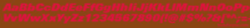 Fonte UniversNextProExtrablackItalic – fontes vermelhas em um fundo marrom