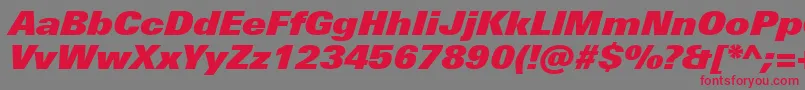 UniversNextProExtrablackItalic Font – Red Fonts on Gray Background