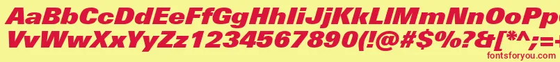 UniversNextProExtrablackItalic Font – Red Fonts on Yellow Background