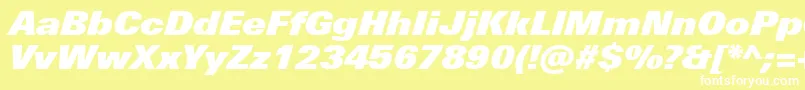 Шрифт UniversNextProExtrablackItalic – белые шрифты на жёлтом фоне