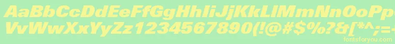 UniversNextProExtrablackItalic Font – Yellow Fonts on Green Background