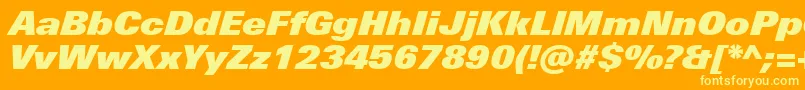 フォントUniversNextProExtrablackItalic – オレンジの背景に黄色の文字