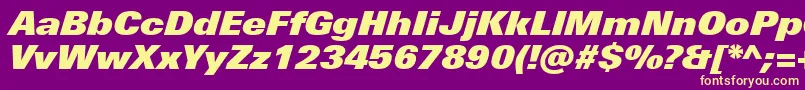 UniversNextProExtrablackItalic Font – Yellow Fonts on Purple Background