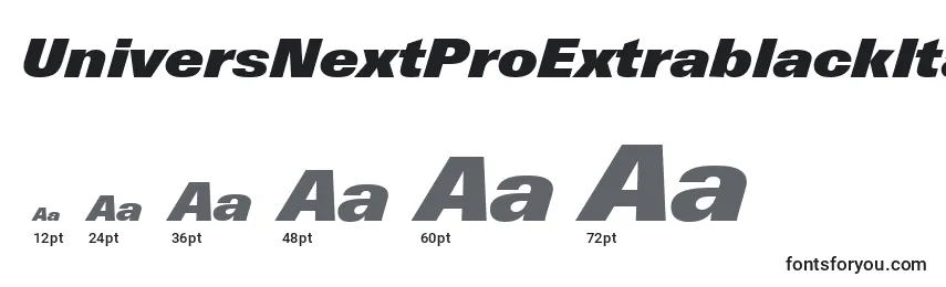 UniversNextProExtrablackItalic Font Sizes