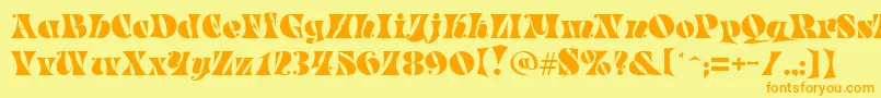 フォントParade – オレンジの文字が黄色の背景にあります。