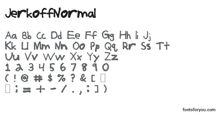 Czcionka JerkoffNormal – alfabet, cyfry, specjalne znaki